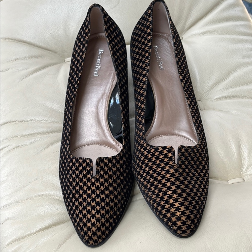 BeautiFeel Women’s Mystique Pump, Bronze pied de Poule Print Suede